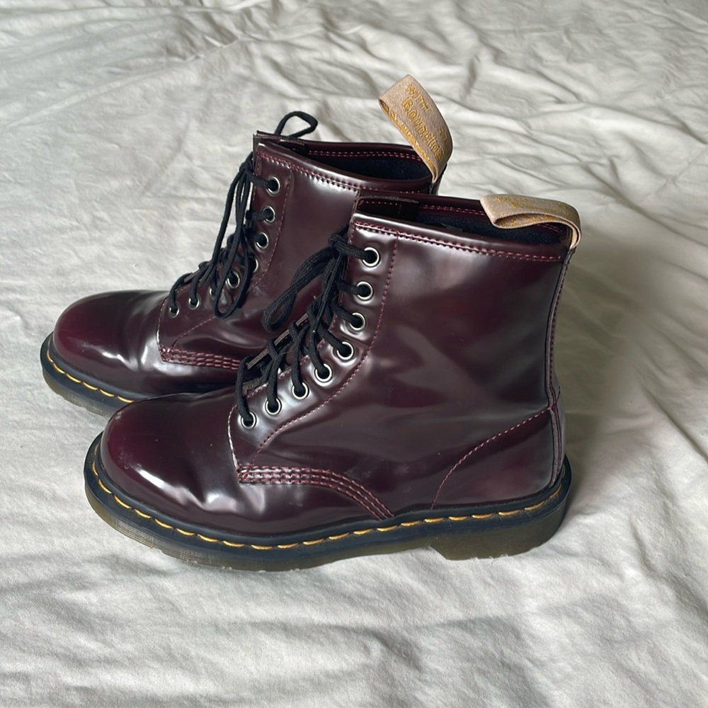 Dr. Martens 1460 Vegan Leather Lace Up Combat Boots Women's Size 8 Preowned